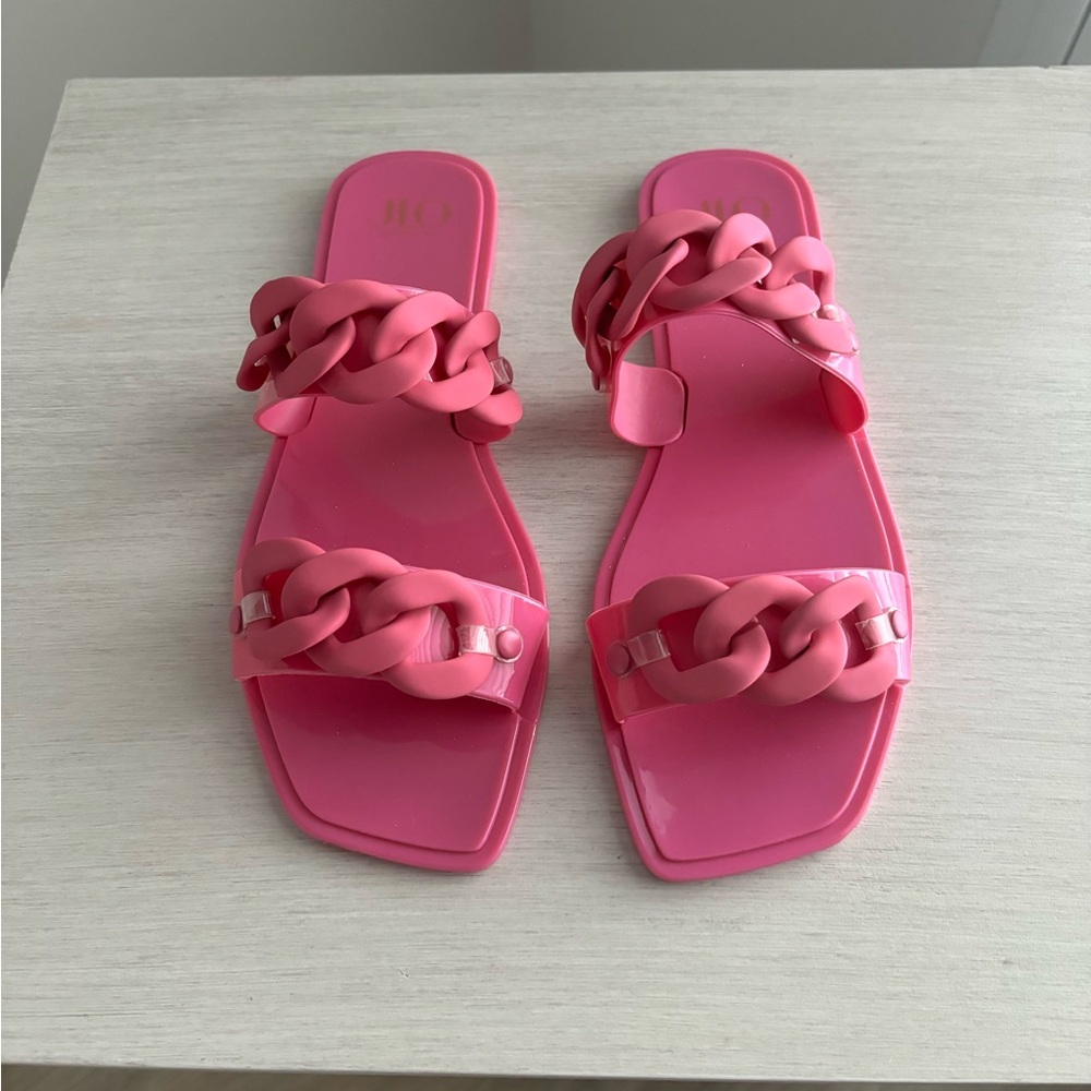 JLO pink sandals